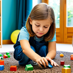 **"Curious Child Explorer":** A fully clothed, bright-eyed child (boy or girl), approximately 8 years old, surrounded by colorful books, building blocks, and natural objects like leaves and rocks. The child is actively engaged, examining a magnifying glass, with a backdrop of a sunny, inviting playroom. Safe for work, appropriate content, family-friendly, professional photography, perfect anatomy, natural pose.