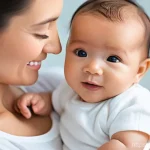 영유아 발달 검사 - **Prompt 1: A Tender First Connection**
    A close-up, heartwarming portrait of a loving parent (ge...